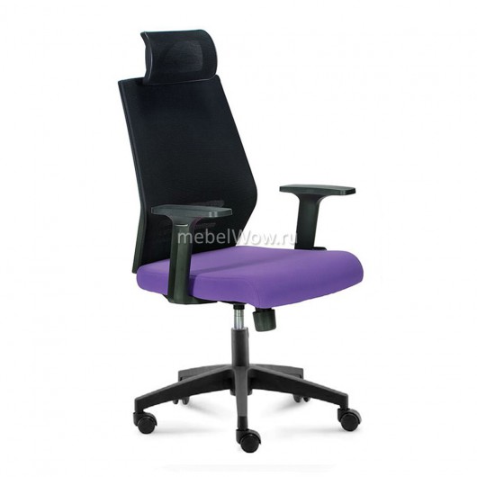 Кресло руководителя Norden Престиж black пластик черный/сетка черная/ткань фиолетовая