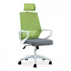 Кресло руководителя Norden Эрго пластик белый/сетка зеленая/ткань серая