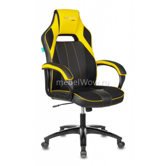 Кресло игровое Бюрократ VIKING 2 AERO YELLOW экокожа/ткань черный/желтый