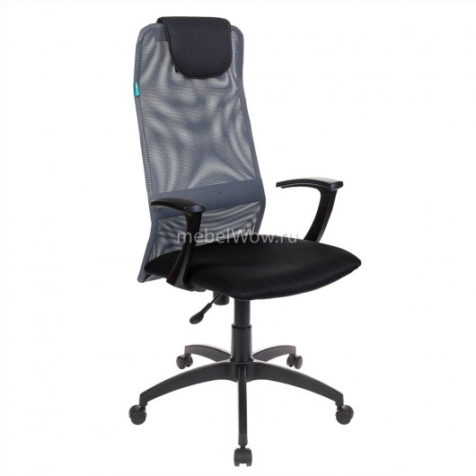 Кресло оператора Riva Chair RCH 008 ткань/сетка/экокожа черный/серый