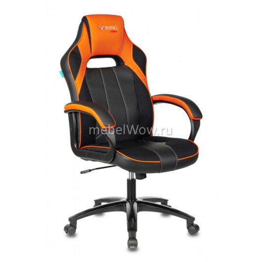 Кресло игровое Бюрократ VIKING 2 AERO ORANGE экокожа/ткань черный/оранжевый