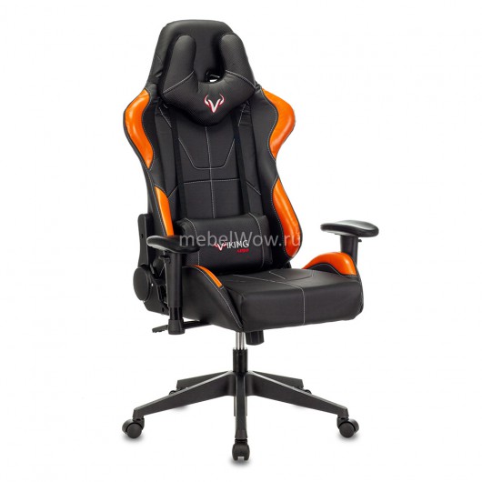 Кресло игровое Бюрократ VIKING 5 AERO ORANGE экокожа черный/оранжевый