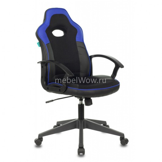 Кресло игровое Бюрократ VIKING-11/BL-BLUE экокожа/ткань черный/синий