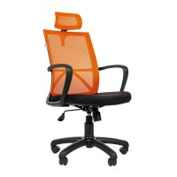 Кресло руководителя EasyChair 665 сетка черный/оранжевый