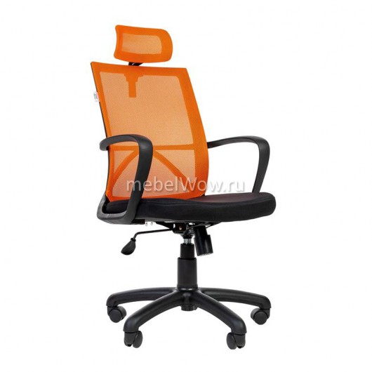 Кресло руководителя EasyChair 665 сетка черный/оранжевый