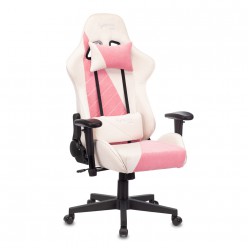 Кресло игровое Бюрократ VIKING X FABRIC ткань белый/розовый