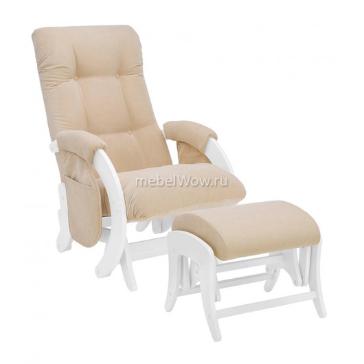 Кресло для отдыха с пуфом Milli Smile велюр дуб молочный/бежевый