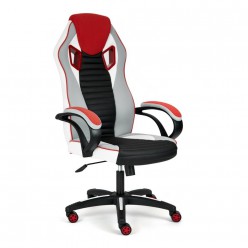 Кресло геймерское TetChair PILOT экокожа/ткань светло-серый/красный