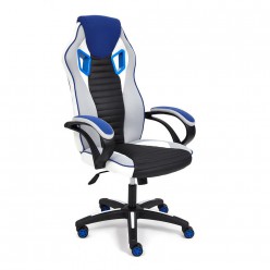 Кресло геймерское TetChair PILOT экокожа/ткань светло-серый/синий