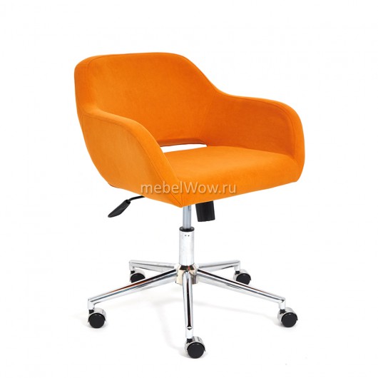 Кресло компьютерное TetChair MODENA хром ткань флок оранжевый