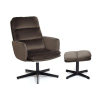 Кресло с банкеткой для отдыха TetChair ALFRED mod. DM7574-1 черный/коричневый