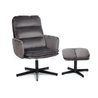 Кресло с банкеткой для отдыха TetChair ALFRED mod. DM7574-1 черный/серый