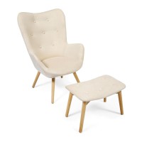 Кресло с оттоманкой для отдыха Secret De Maison Kontour mod.1534L натуральный/бежевый