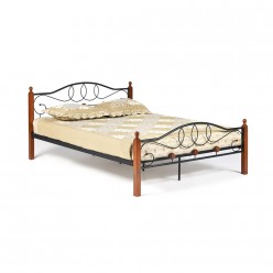 Кровать двуспальная TetChair AT-822 с деревянными ламелями 160х200 красный дуб/черный