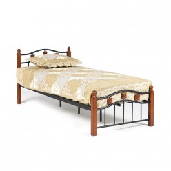 Кровать односпальная TetChair AT-126 с деревянными ламелями 90х200 красный дуб/черный