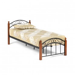 Кровать односпальная TetChair AT-8077 с деревянными ламелями 90х200 красный дуб/черный