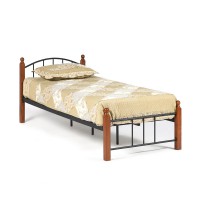 Кровать односпальная TetChair AT-915 с деревянными ламелями красный 90х200 дуб/черный