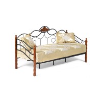 Кровать односпальная TetChair CANZONA с деревянными ламелями 90х200 красный дуб/черный