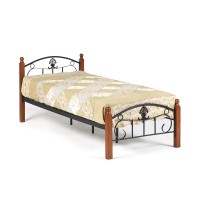Кровать односпальная TetChair RUMBA AT-203 с деревянными ламелями 90х200 красный дуб/черный