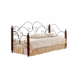 Кровать односпальная TetChair SONATA с деревянными ламелями 90х200 красный дуб/черный