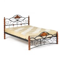 Кровать полутораспальная TetChair CANZONA с деревянными ламелями 120х200 красный дуб/черный