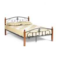 Кровать полутораспальная TetChair RUMBA AT-203 с деревянными ламелями 140х200 красный дуб/черный