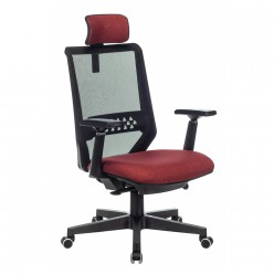 Кресло руководителя Бюрократ EXPERT сетка/ткань красный/черный