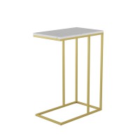 Стол придиванный Мебелик Агами Голд белый мрамор/золото