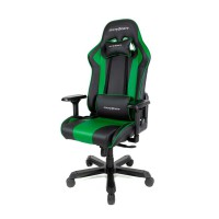 Кресло геймерское DXRacer OH/K99/NE кожа черный/зеленый
