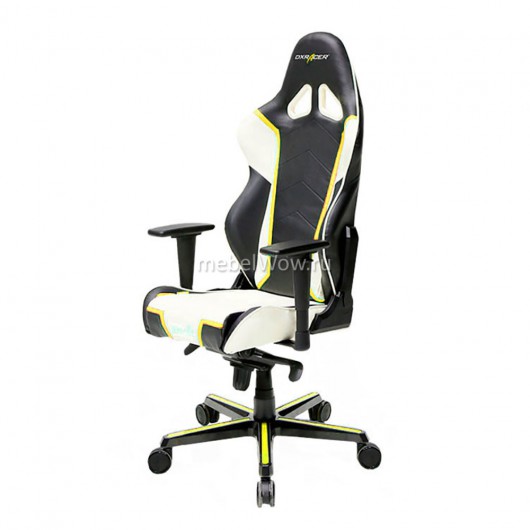 Кресло геймерское DXRacer OH/RH110/NWY кожа белый/черный/желтый