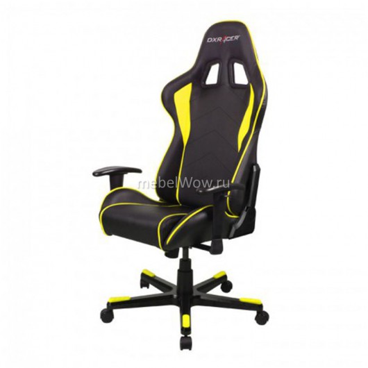 Кресло компьютерное DXRacer OH/FE08/NY кожа черный/желтый
