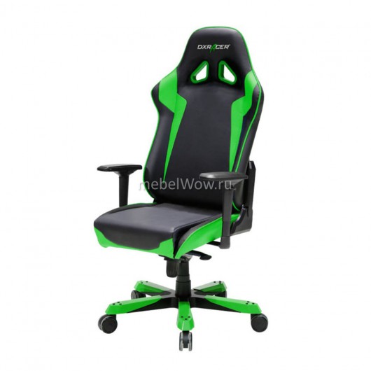 Кресло компьютерное DXRacer OH/SJ00/NE кожа черный/зеленый