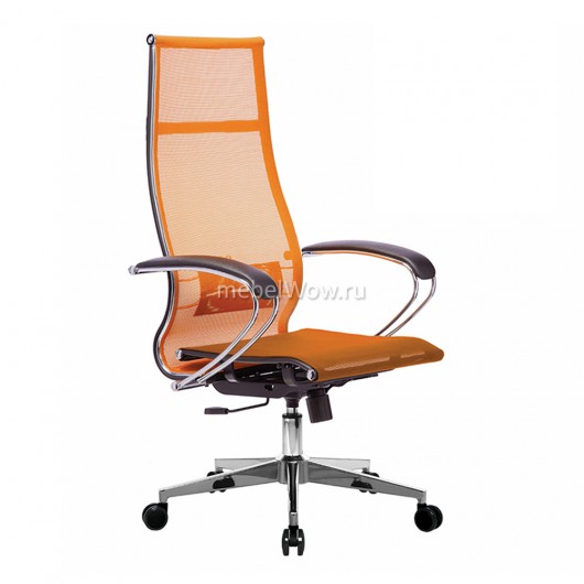 Кресло руководителя Метта К-7 хром сетка оранжевый