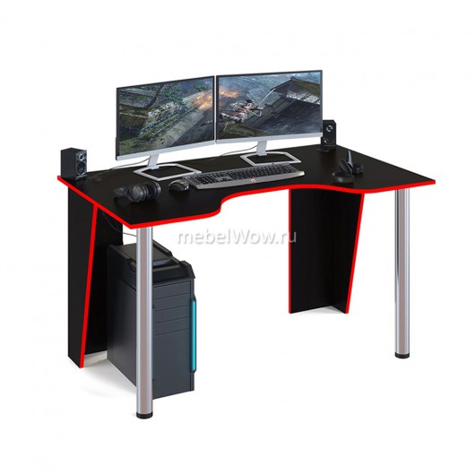 Стол компьютерный Сокол КСТ-18 черный с красной кромкой