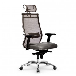 Кресло руководителя Метта Samurai SL-3.05 MPES сетка/экокожа светло-коричневый/серый