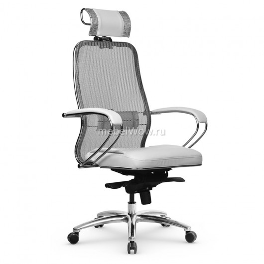 Кресло руководителя Метта Samurai SL-2.04 MPES сетка/экокожа белый