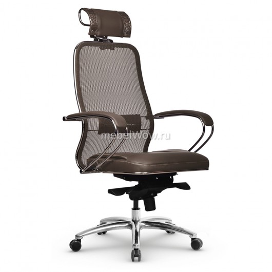 Кресло руководителя Метта Samurai SL-2.04 MPES сетка/экокожа светло-коричневый