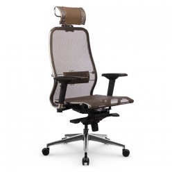 Кресло руководителя Метта Samurai S-3.041 MPES сетка/экокожа светло-коричневый