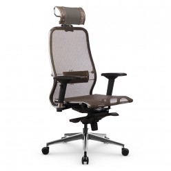 Кресло руководителя Метта Samurai S-3.041 MPES сетка/экокожа светло-коричневый/серый