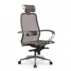 Кресло руководителя Метта Samurai S-2.041 MPES сетка/экокожа светло-коричневый/серый