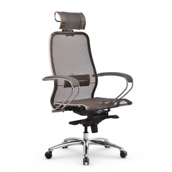 Кресло руководителя Метта Samurai S-2.04 MPES сетка/экокожа светло-коричневый/серый