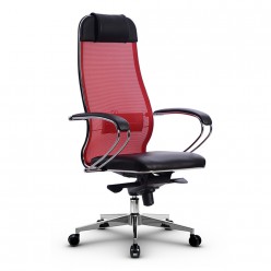 Кресло руководителя Метта Samurai Comfort-1.01 кожа красный/черный